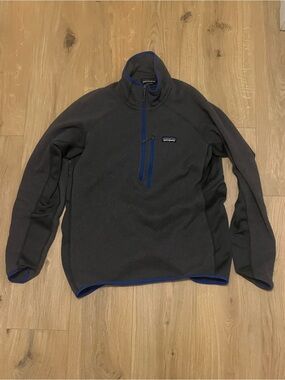Patagonia Charcoal Fleece Quarter-Zip with Blue Trim